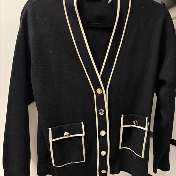 Sandro Sweaters - Sandro Black Cardigan with Cream Accents